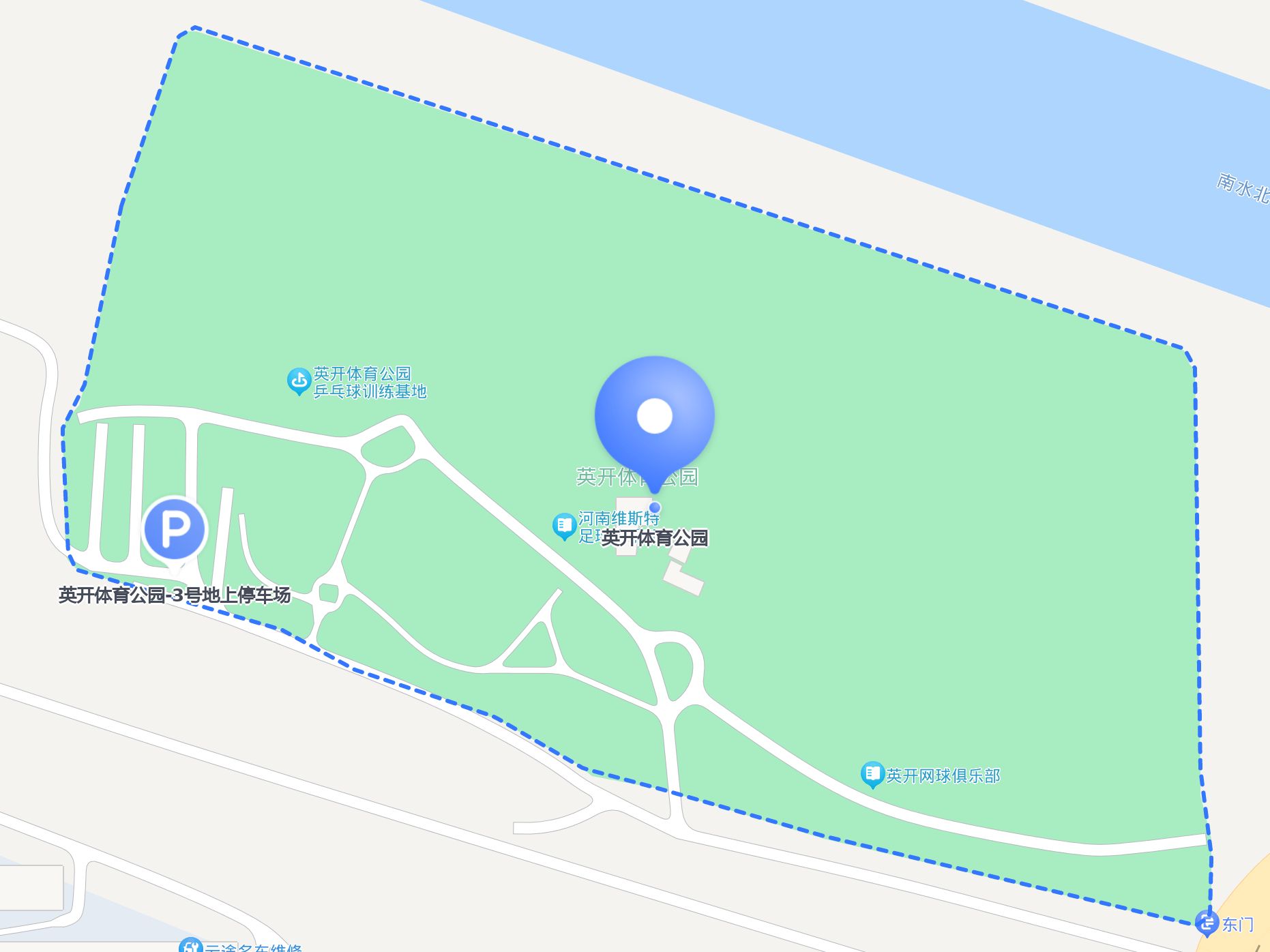 如果你是自驾来的,可以把车停在这里: 英开体育公园