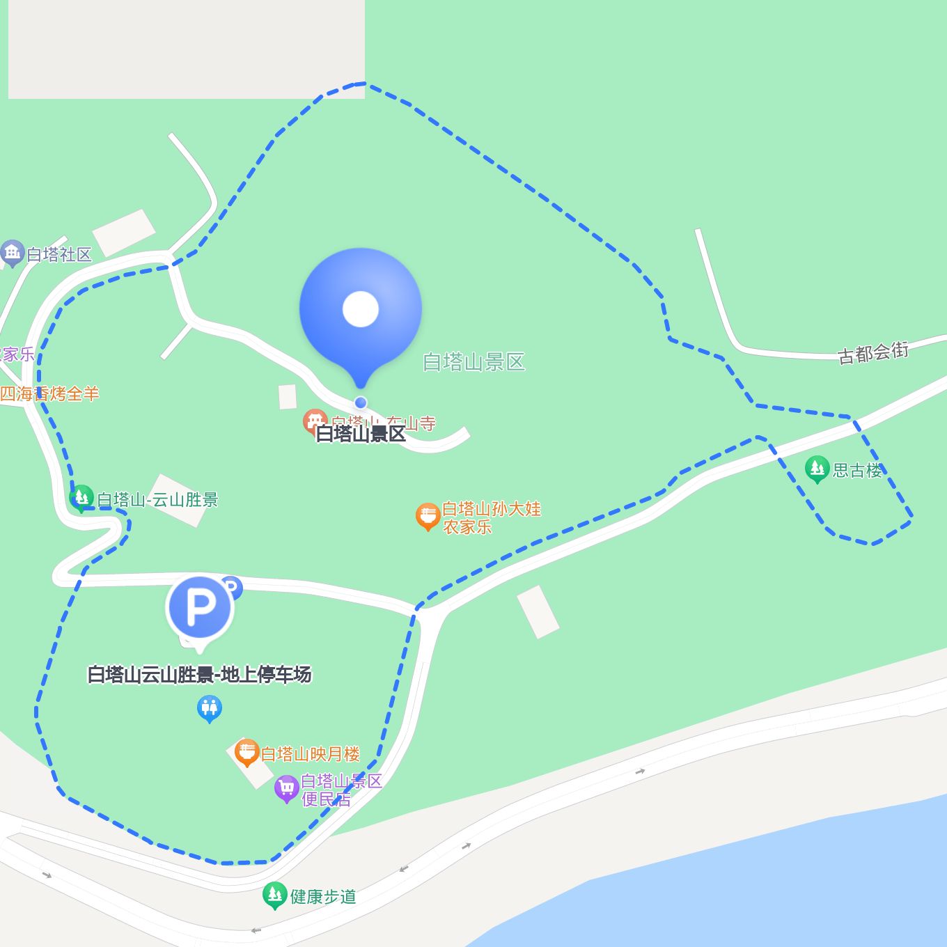 平面图片白塔山游览手绘简图陕西塔云山旅游地图兰州白塔山公园平面图