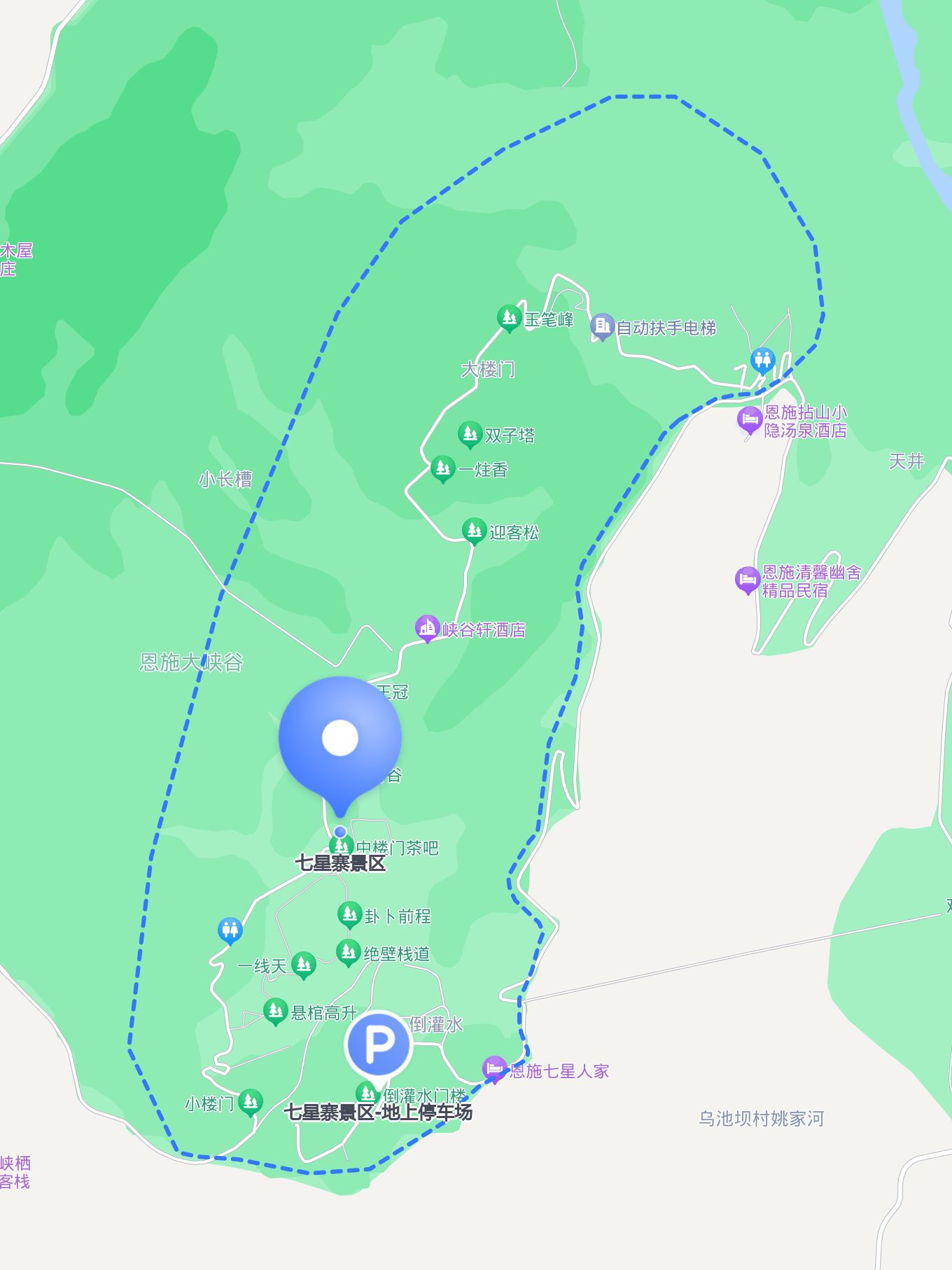 七星寨景区地图七星寨最佳步行路线图恩施大峡谷七星寨手绘导览图儿童