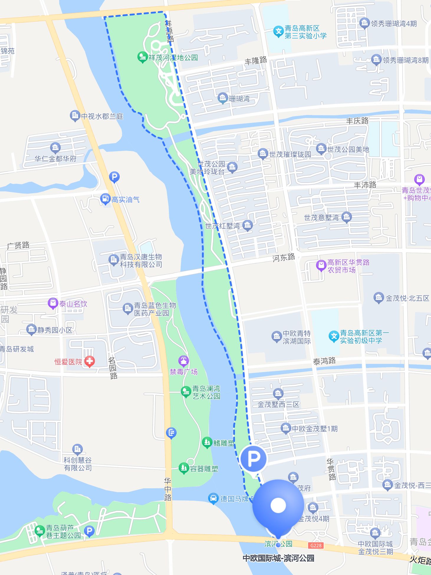 停车方便 景区内部停车场 参考信息:距景区垂阄饔窳 滨河公园地图