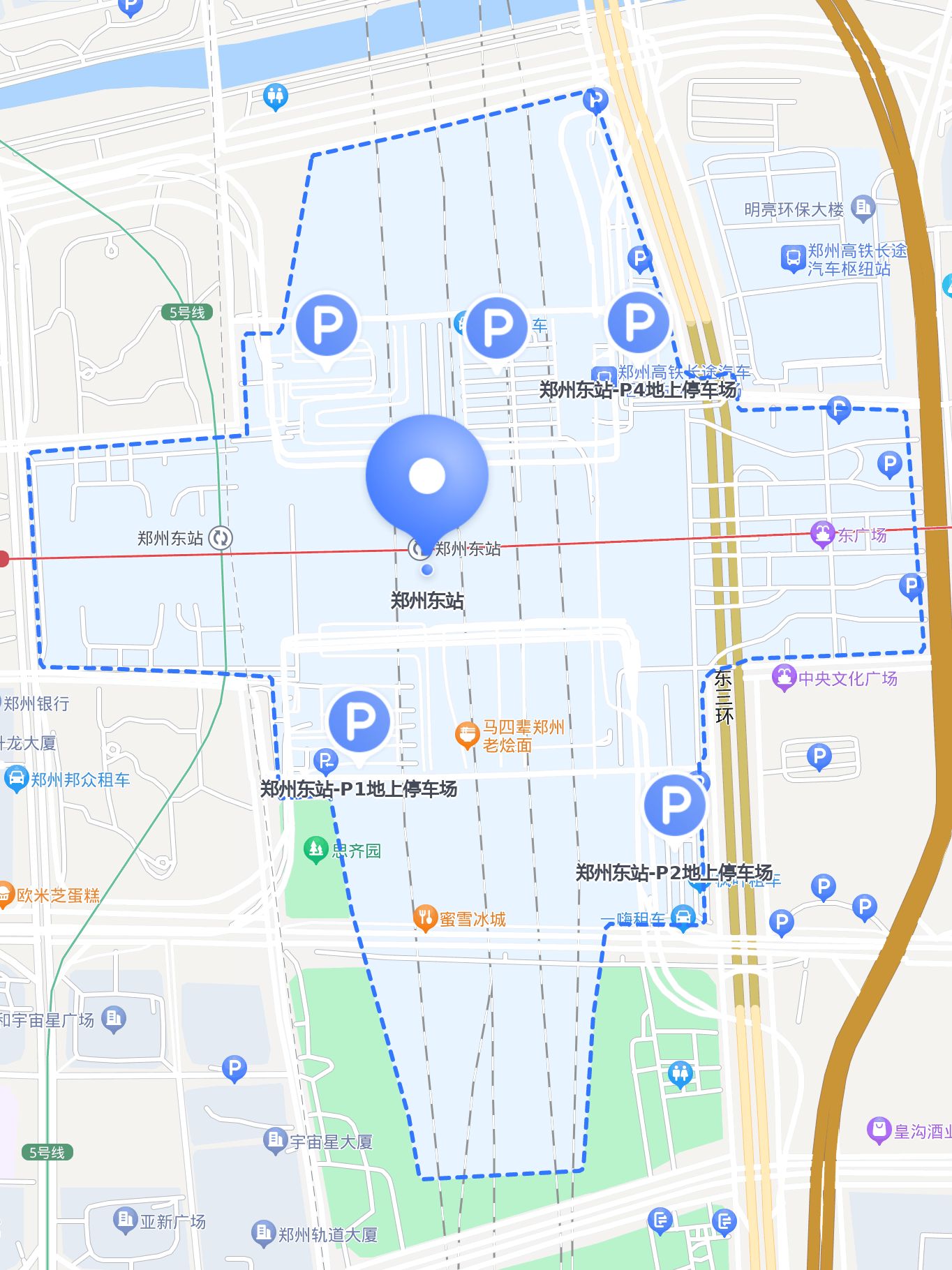 如果要开车去 郑州东站 ,然后坐火车出发,可以将车停放在以下停车场 1