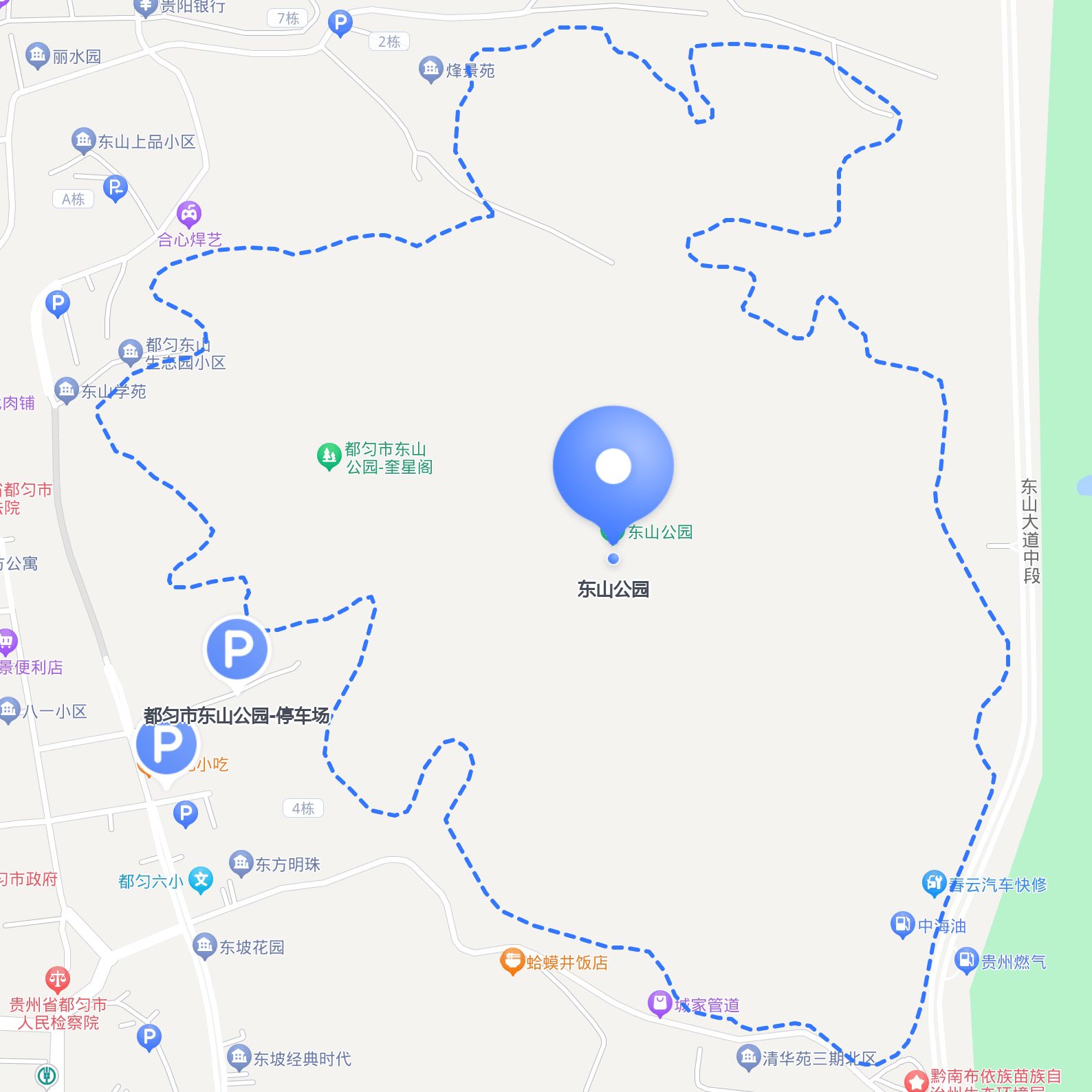 东山公园 位于贵州省都匀市,是一个闹中取静的风景名胜区.