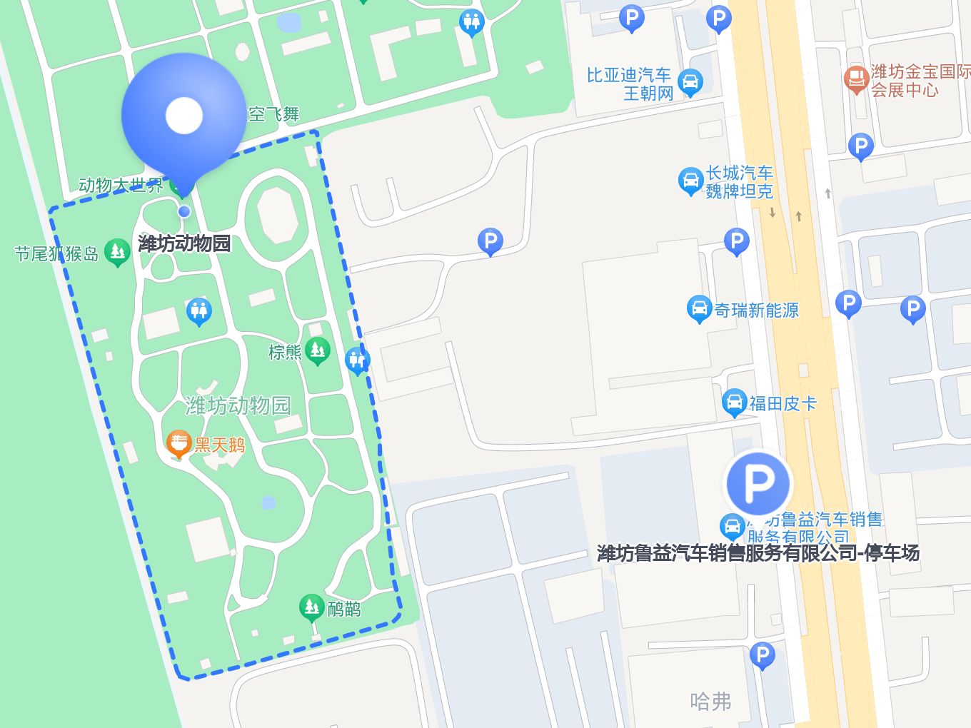 公共交通潍坊金宝动物园内部地图潍坊"金宝乐园"