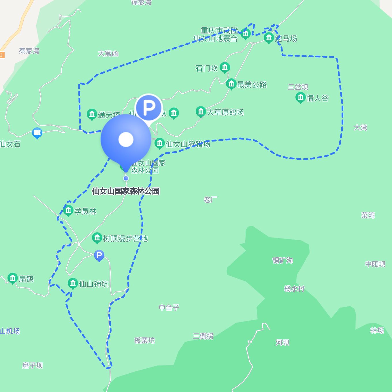 路线图仙女山地图高清版大图仙女山街道交通地图仙女山国家森林公园