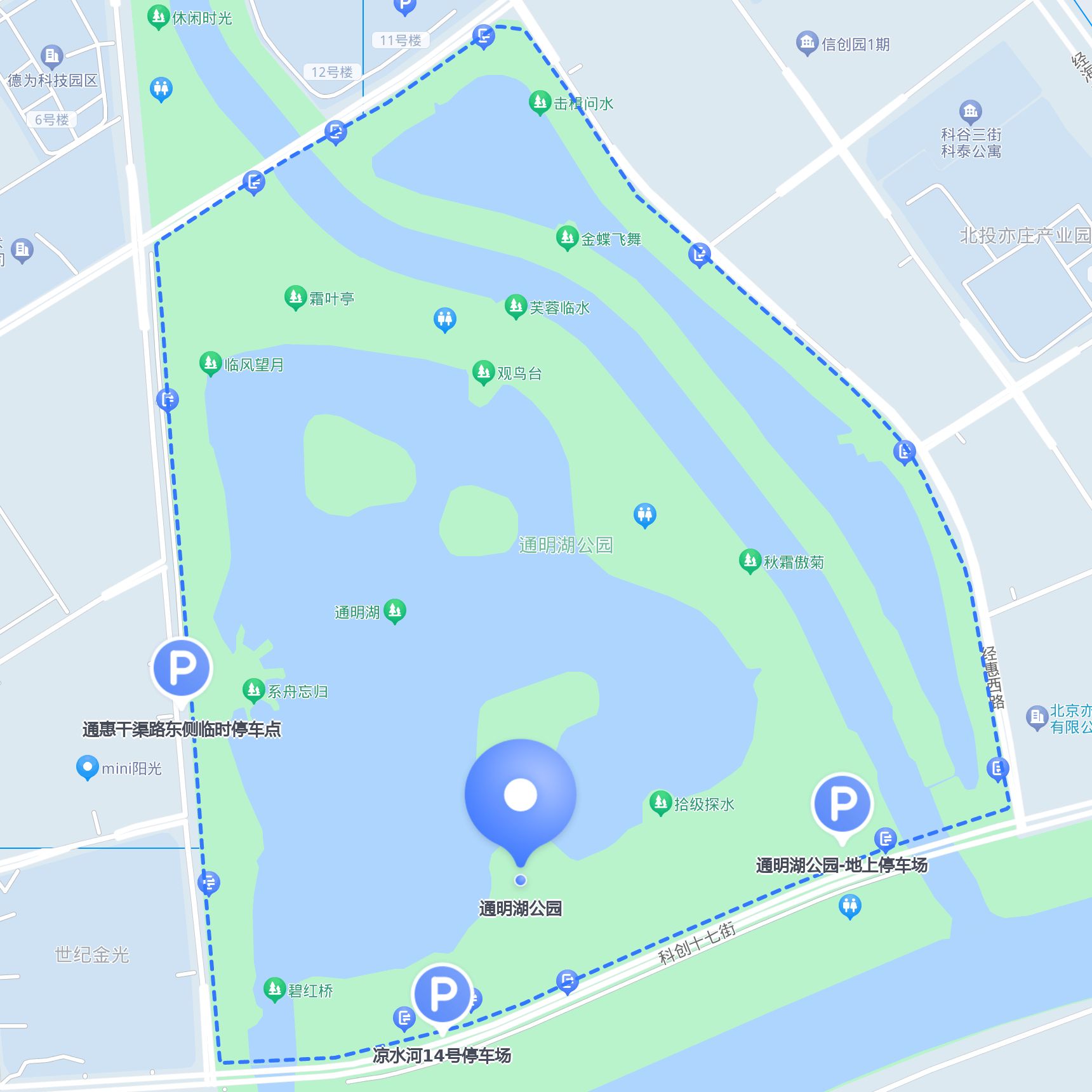 通明湖公园 ,是一个适合骑行,跑步和家庭出游的好地方