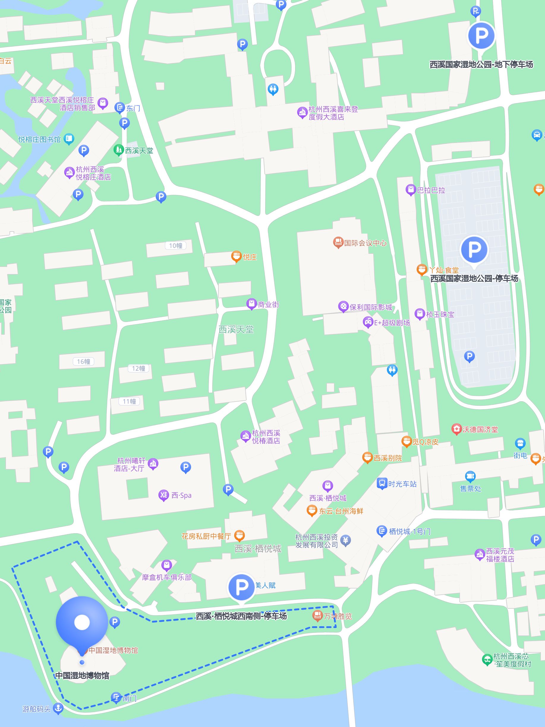 地上车位,停车方便;距离景区不到百米 2 西溪国家湿地公园-停车场