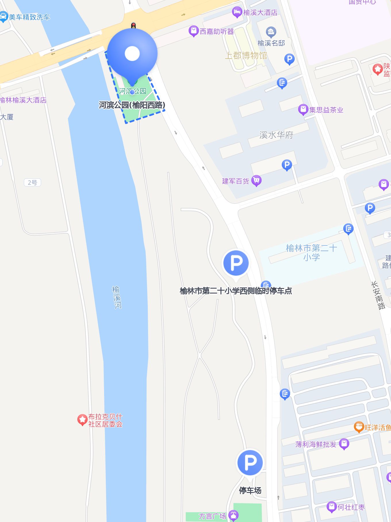 榆林河滨公园地图图片