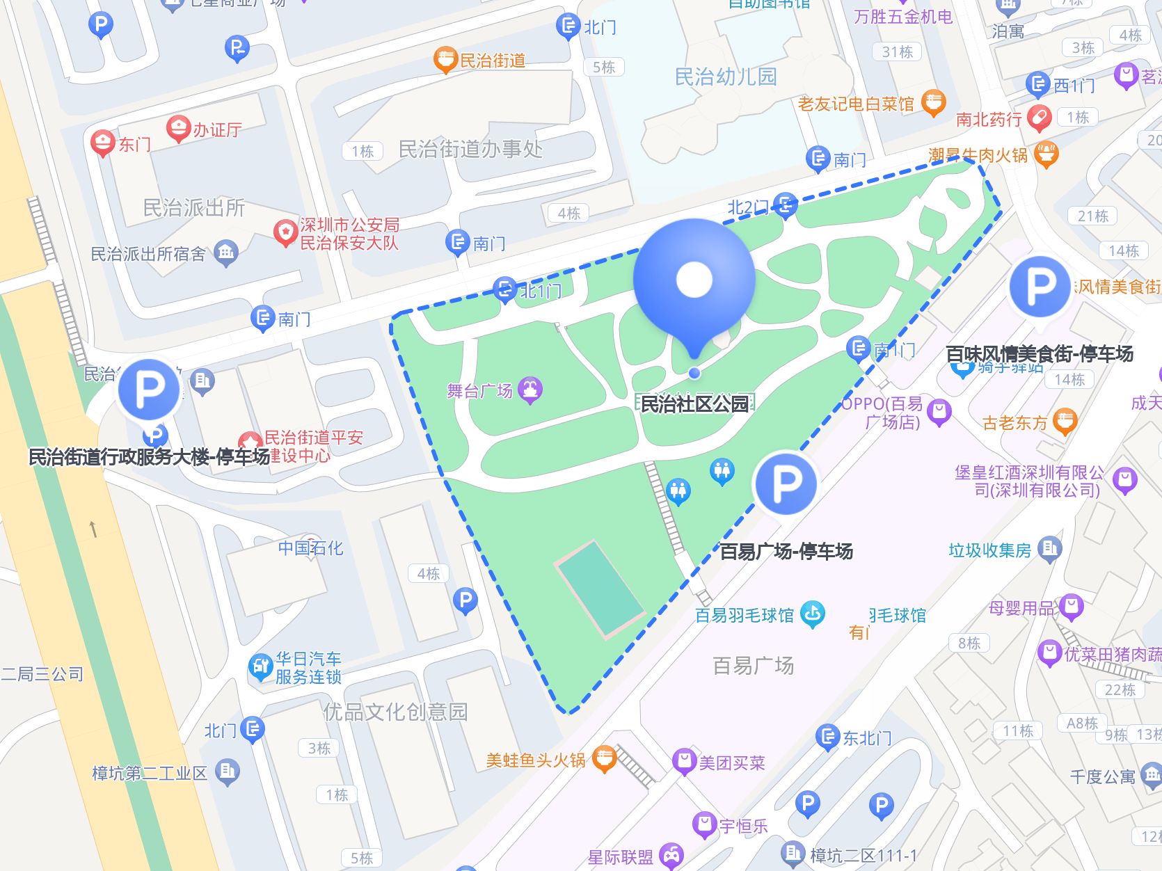 之后10元/次,停满3小时后每1小时1元递增,封顶15民治街道地图民治地图