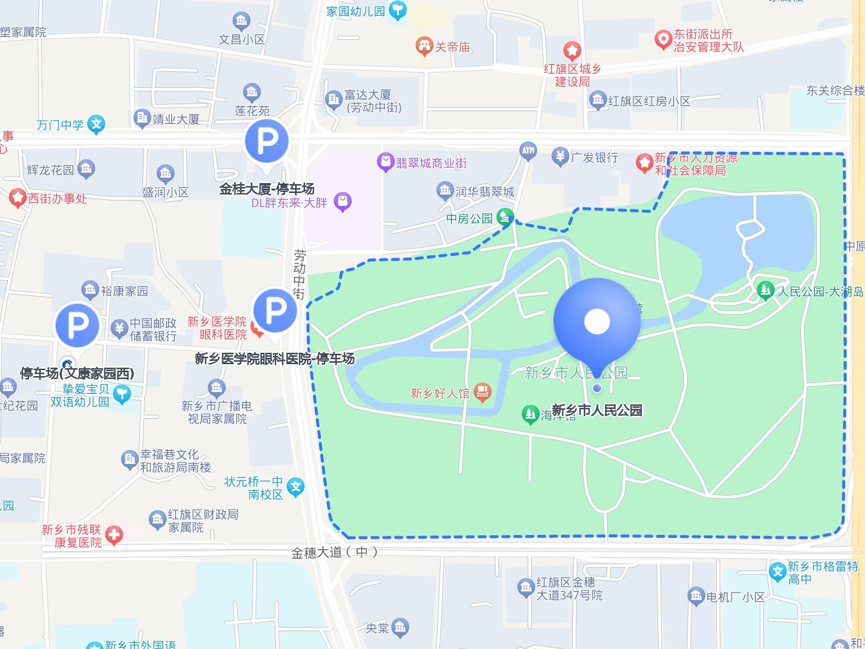 新乡市人民公园路线图图片