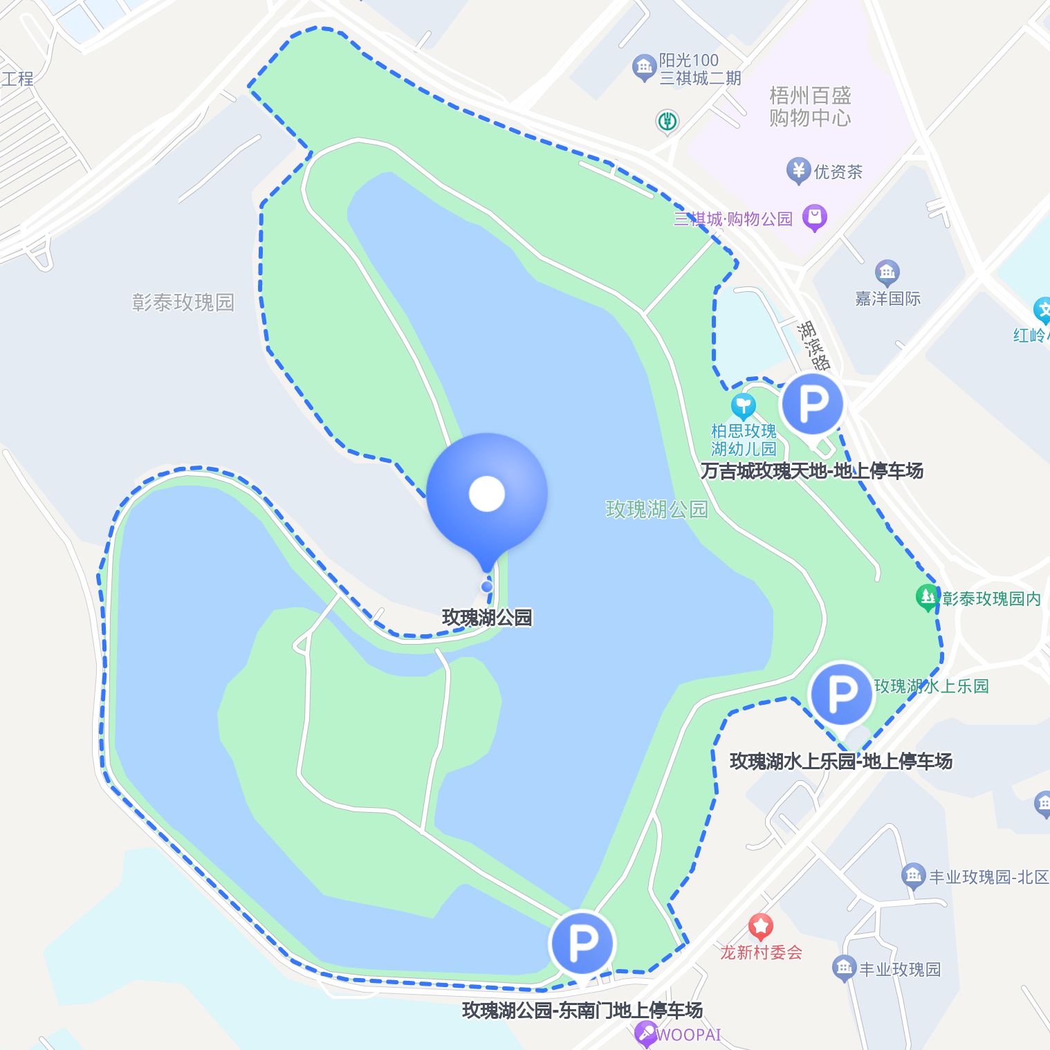 玫瑰湖公园 ,美丽的风景和宁静的湖光山色值得一游.