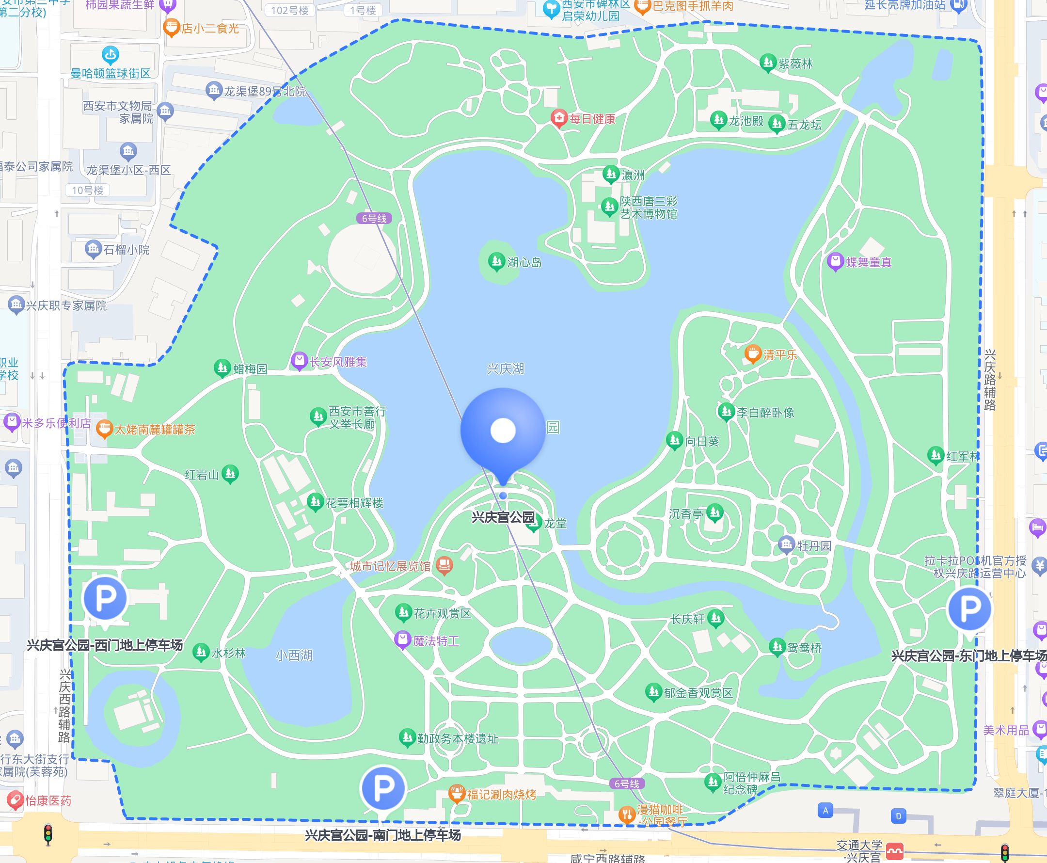 实践作业兴庆宫公园地图兴庆公园路线兴庆公园地图兴庆宫游玩路线图