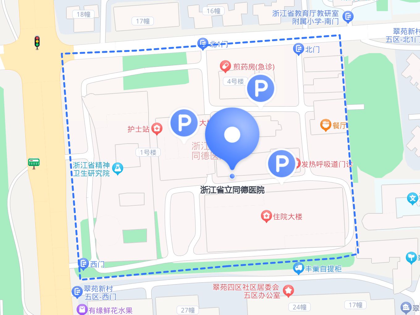 地下停车场 停车费用:15分钟内免费,之后5同德康复医院地图