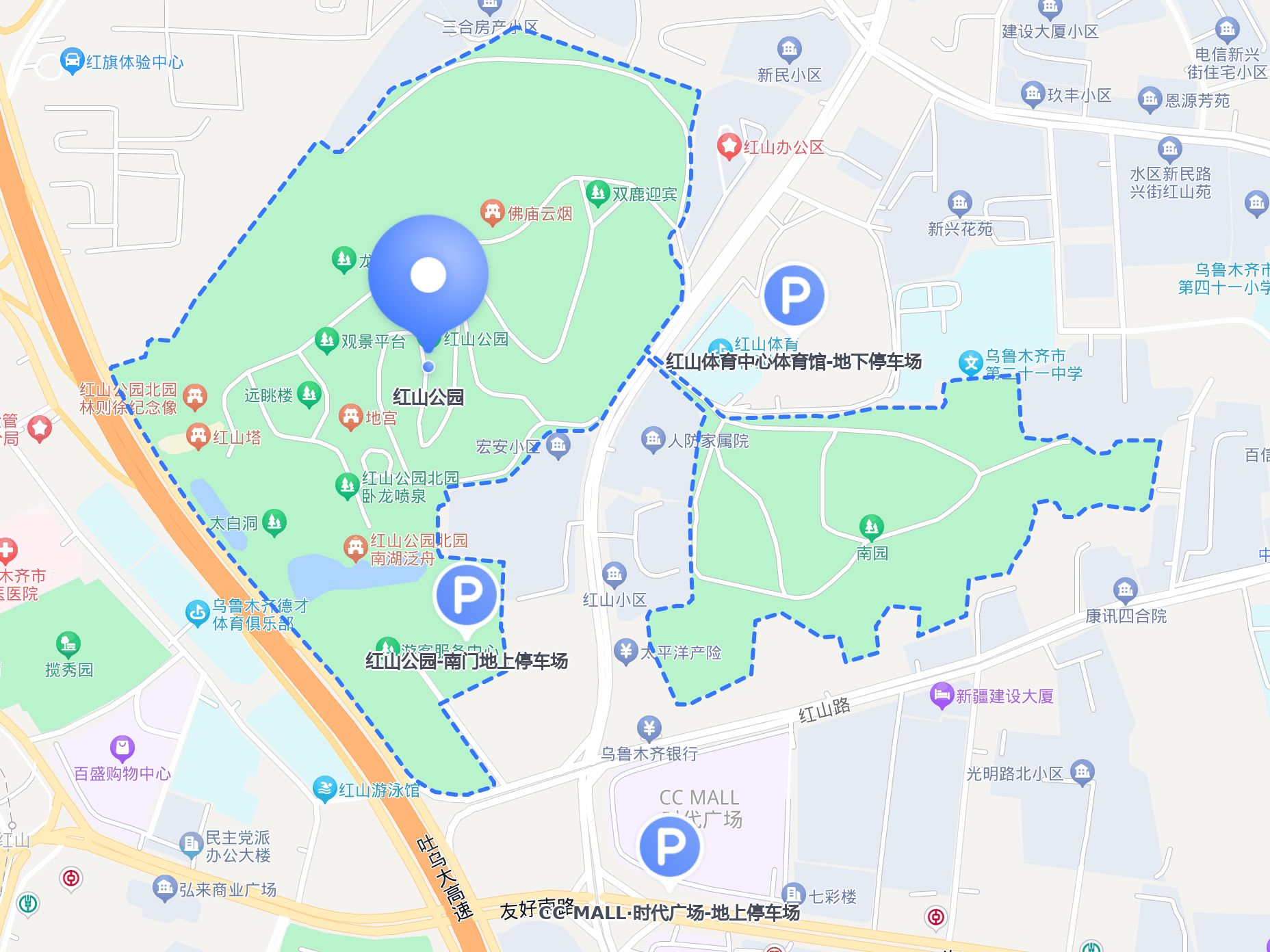 红山公园 ,绿意盎然,是城市中的一片绿洲99.
