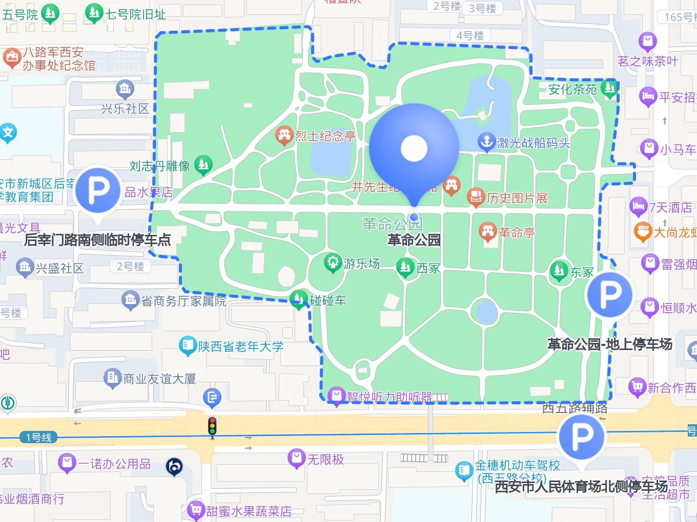 西安革命公园路线图片