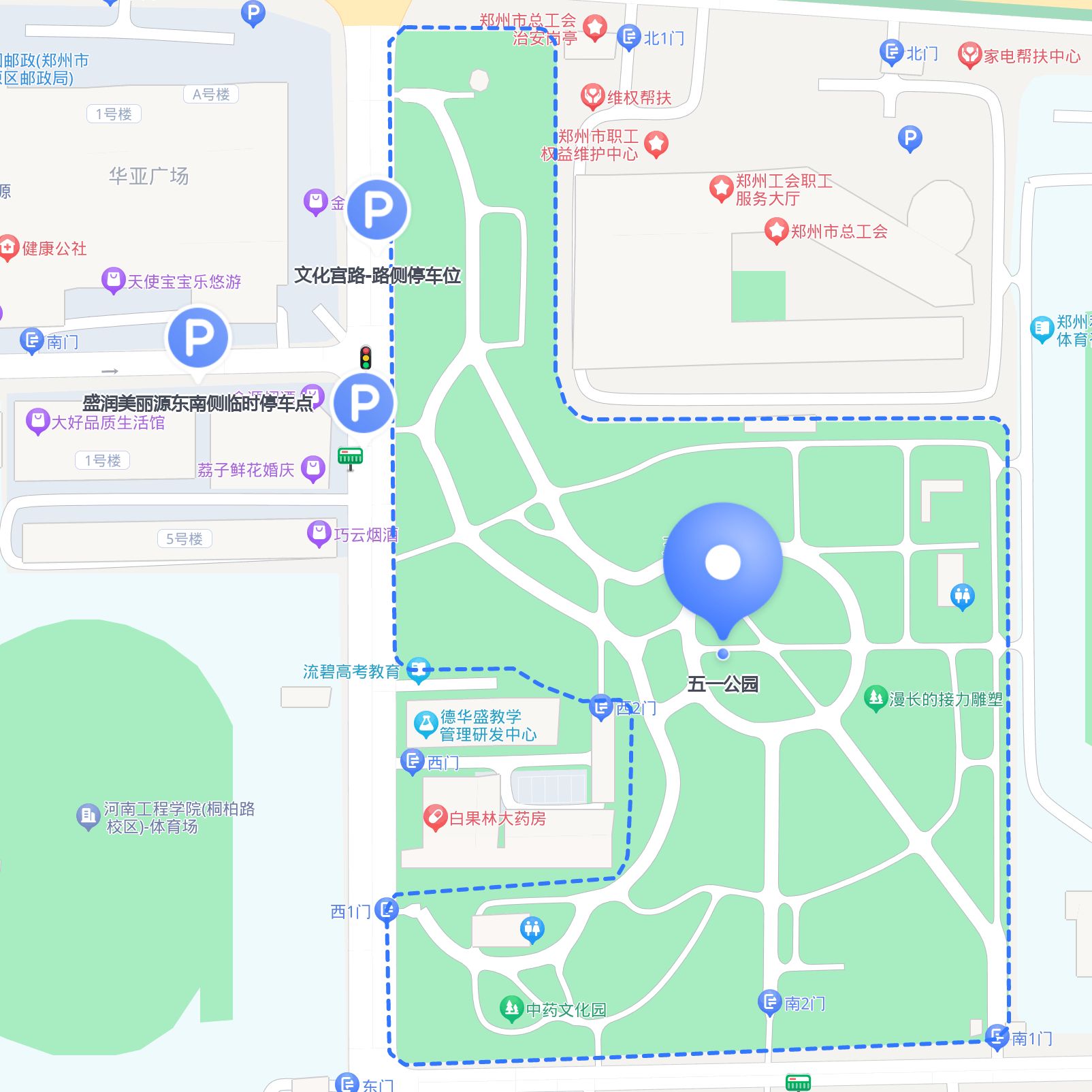 2 盛润美丽源东南侧临时停车点五一公园平面图太原五一广场平面图郑州