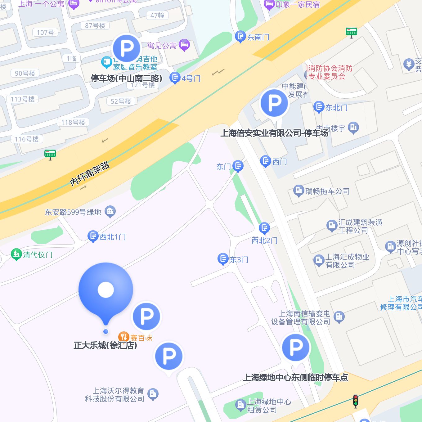 1 正大乐城(徐汇店)-地下停车场 停车费用:12.