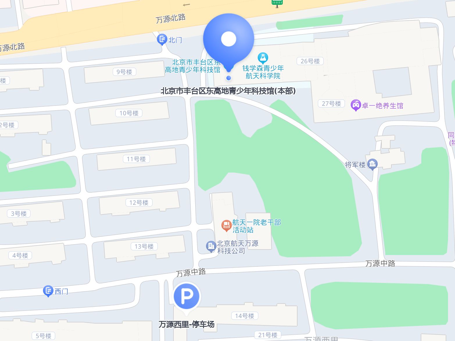 去北京市丰台区东高地青少年科技馆游玩,这个停车场帮你解决停车难题!