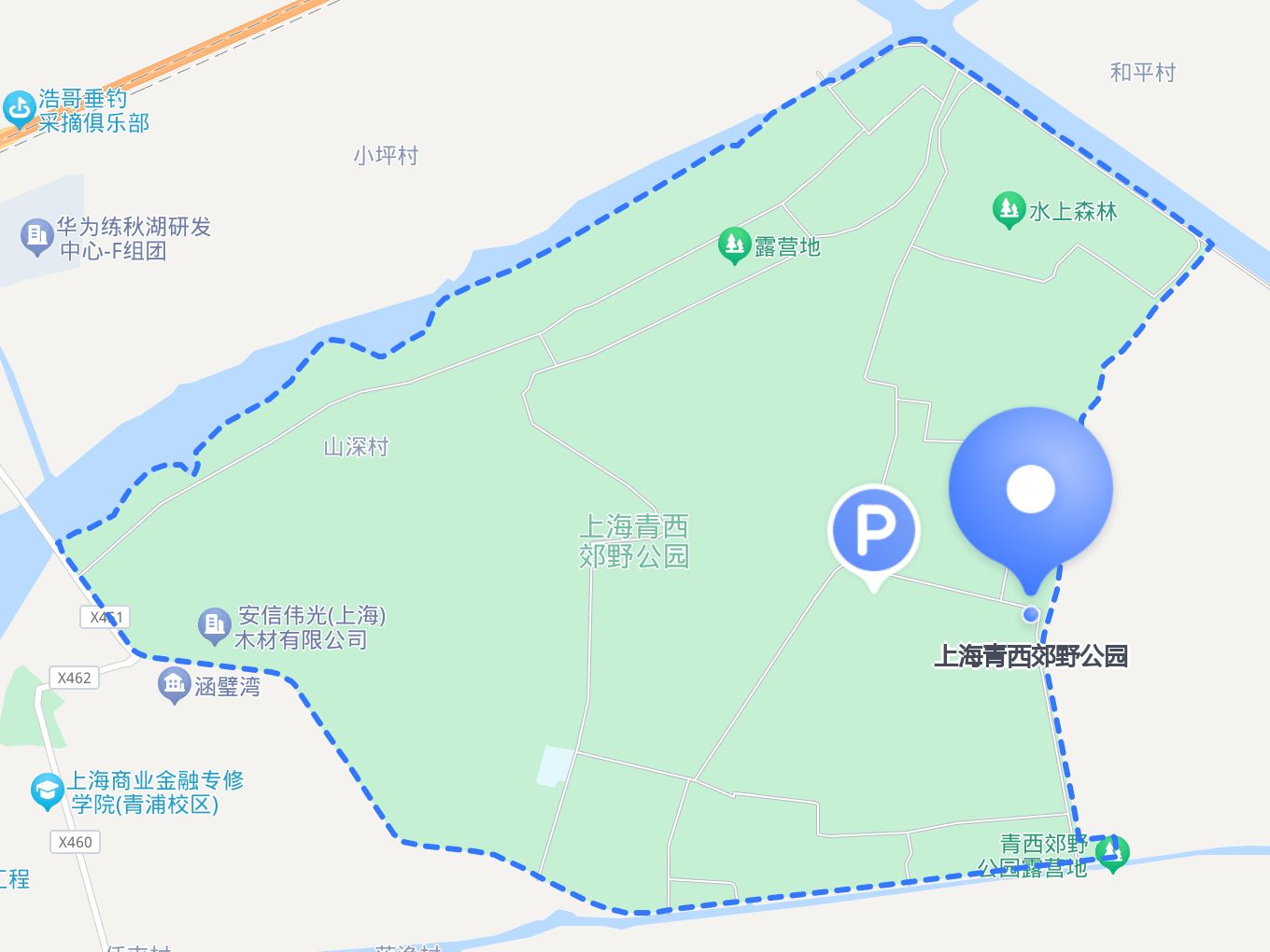 在上海青西郊野公园游玩,找不到停车位?这1个停车场推荐给你!