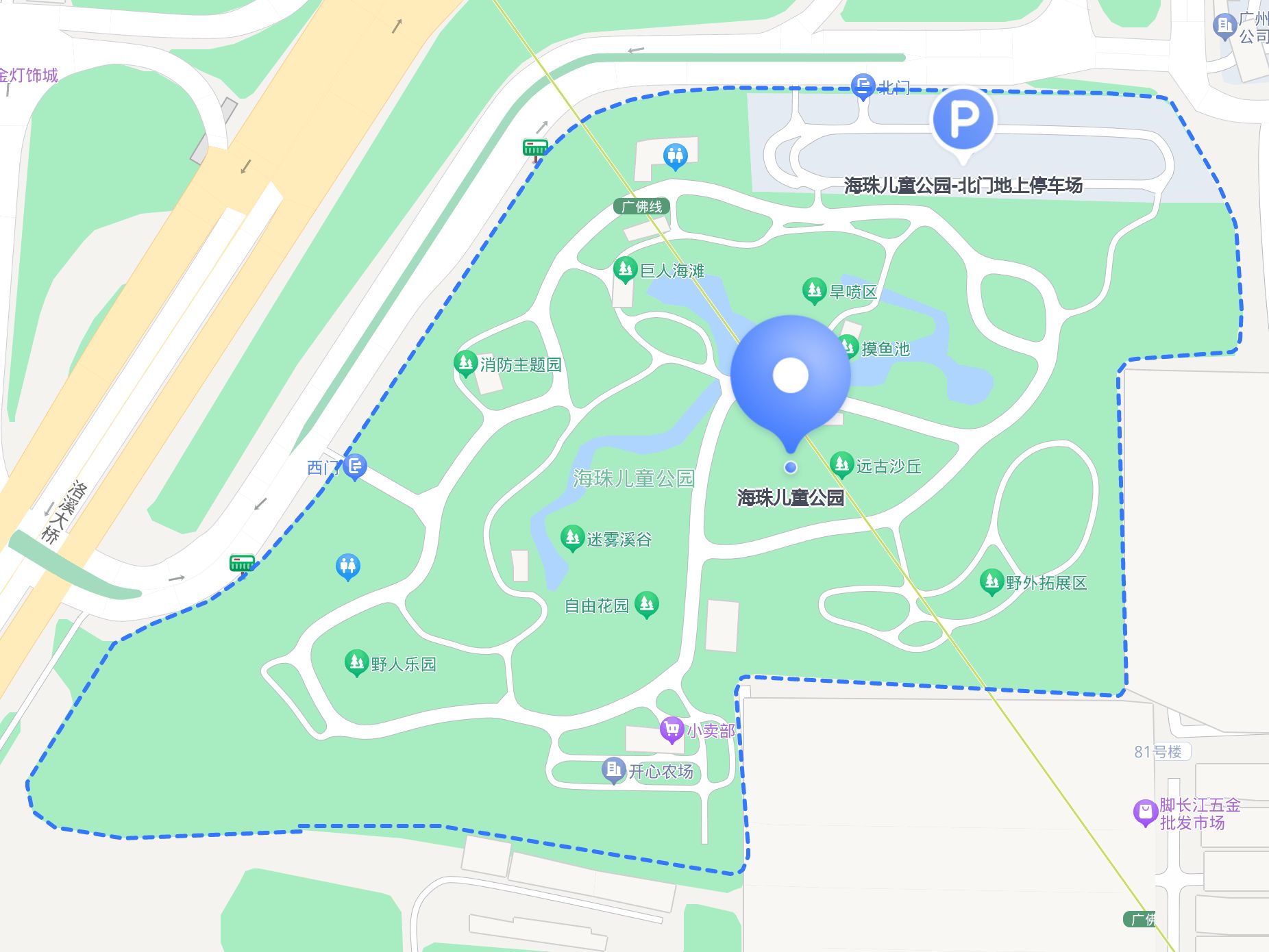 96 07如果你是自驾前往,可以把车停在这里: 海珠儿童公园-北门地